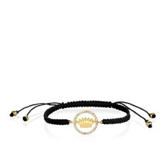 Juicy Couture Black Rope Gold Tone Crown Friendship Adjustable Bracelet NWT - Picture 2 of 11